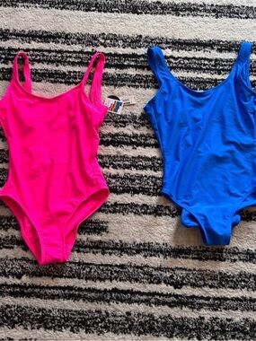 No Boundaries Classic One-Piece Swimsuit - Pink and Blue size S
